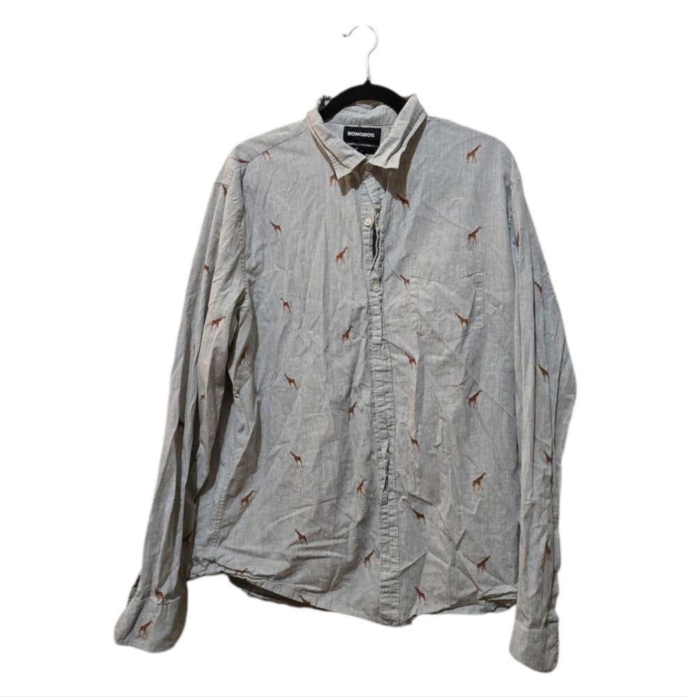 Bonobos Giraffe Print XL Long Mens Dress Shirt - Picture 2 of 6